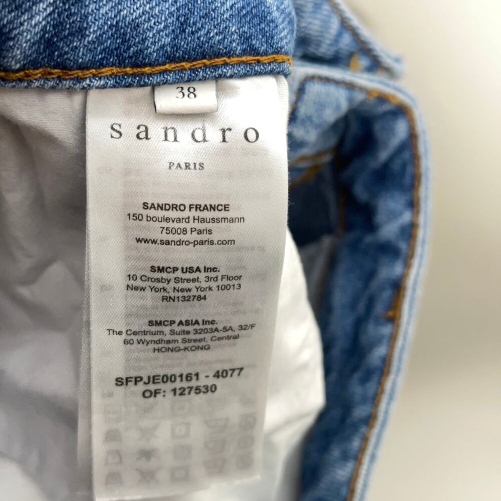 SANDRO PARIS Diego Chevron Straight Jeans Blue {P52} - Picture 6 of 7